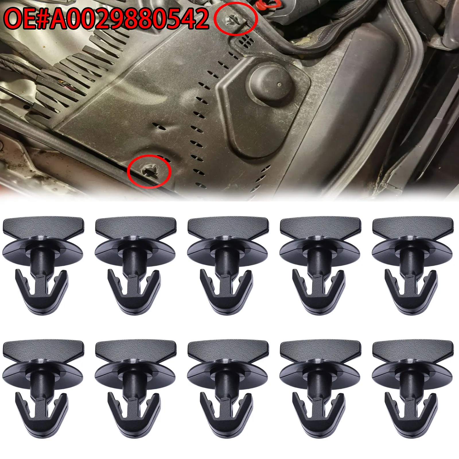 A0029880542 Radiator Support Baffle Clip Fender Liner Fastener Wheel Arch Mudguard Retainer for Mercedes-Benz C-Class