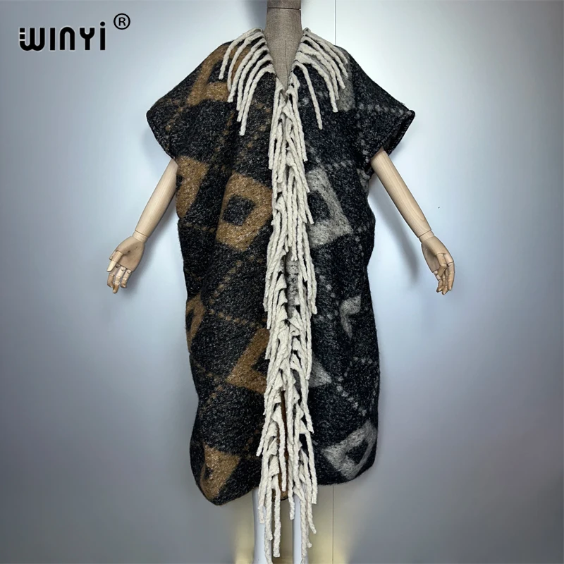 

WINYI зимнее кимоно женское африканское блог роскошное меховое пальто высокого качества свободный кардиган элегантное теплое женское платье зимнее пальто женское