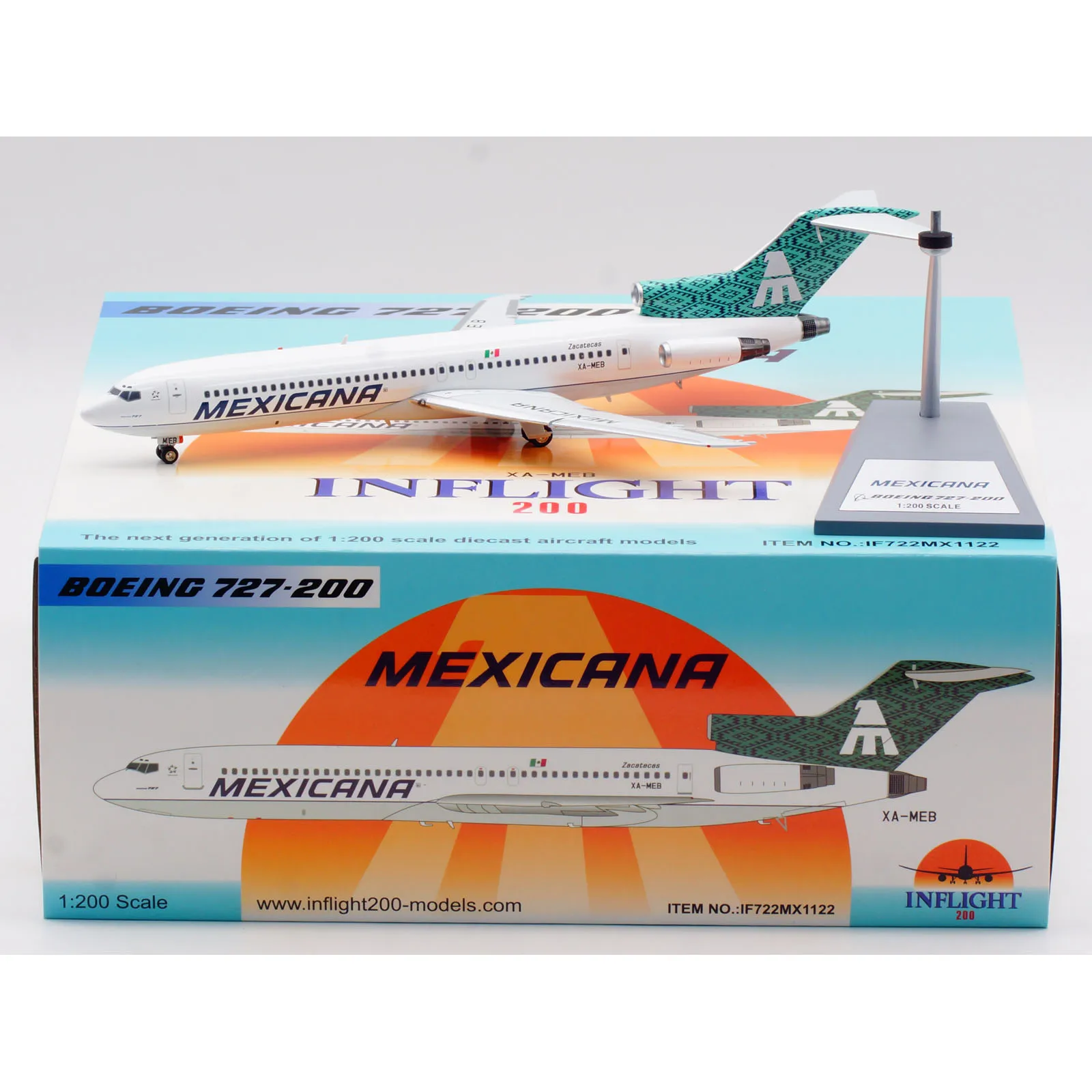 

IF722MX1122 Alloy Collectible Plane Gift INFLIGHT 1:200 Mexicana Airlines Boeing B727-200 Diecast Aircraft Jet Model XA-MEB