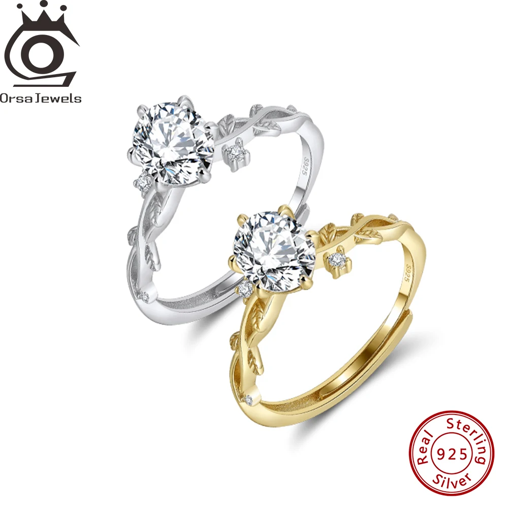 

ORSA JEWELS 925 Sterling Silver Open Ring with 8A Premium Oval-Cut Zircon Luxury Jewelry for Women Lovely Gift LZR47