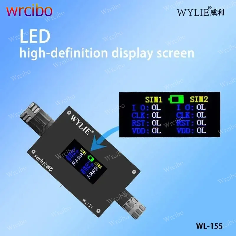 

WYLIE WL-155 Dual SIM Card Tester, Detects Card Circuit for iPhone 14-17PM & Android Repair Test,with HD Display & Type-C Port