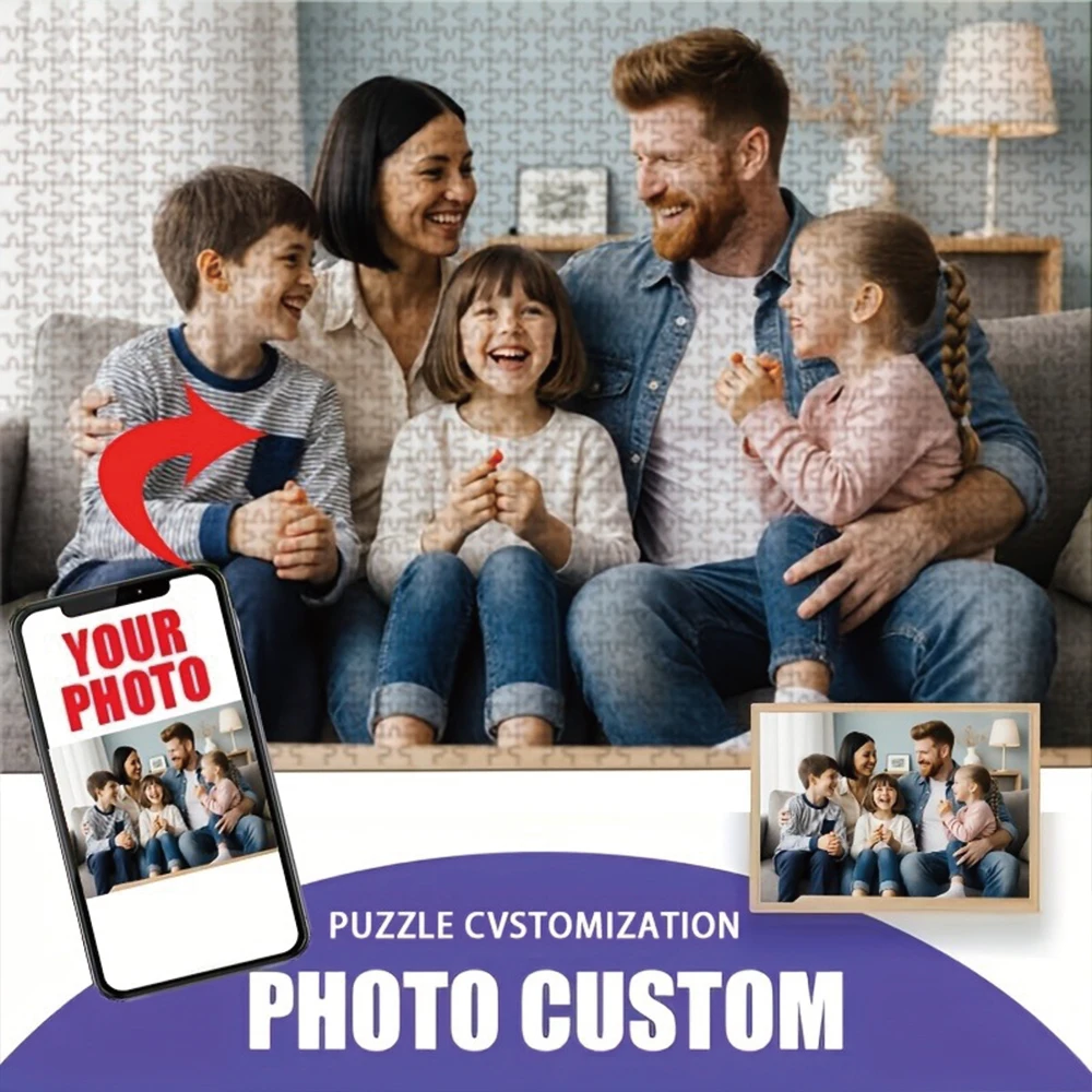 35/300/500/1042pcs Personalized Custom Photo Puzzle Family Photos DIY Puzzle Portrait Painting Handmade Birthday Gift