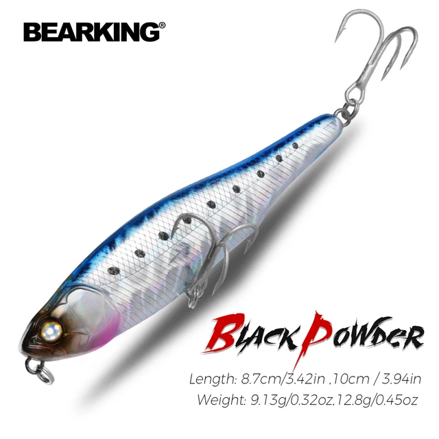 BEARKING BLACK POWDER 10cm 8.7cm gorący model przynęty wędkarskie twarde przynęty 30 kolorów ołówek jakość profesjonalna przynęta spacer pies akcja