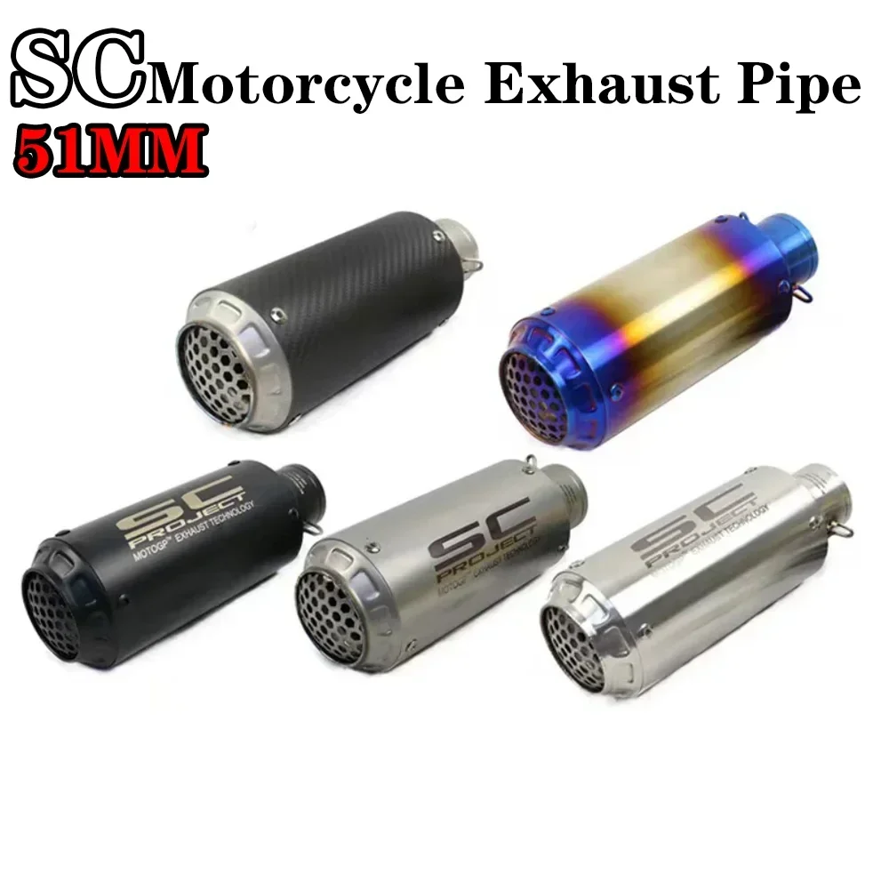 51mm Motorcycle Exhaust sc Pipe proyect Escape Moto Muffler with DB KILLER for R3 R25 Z400 Z650 MT07 MT09 R6 Z1000 Z800 Z700