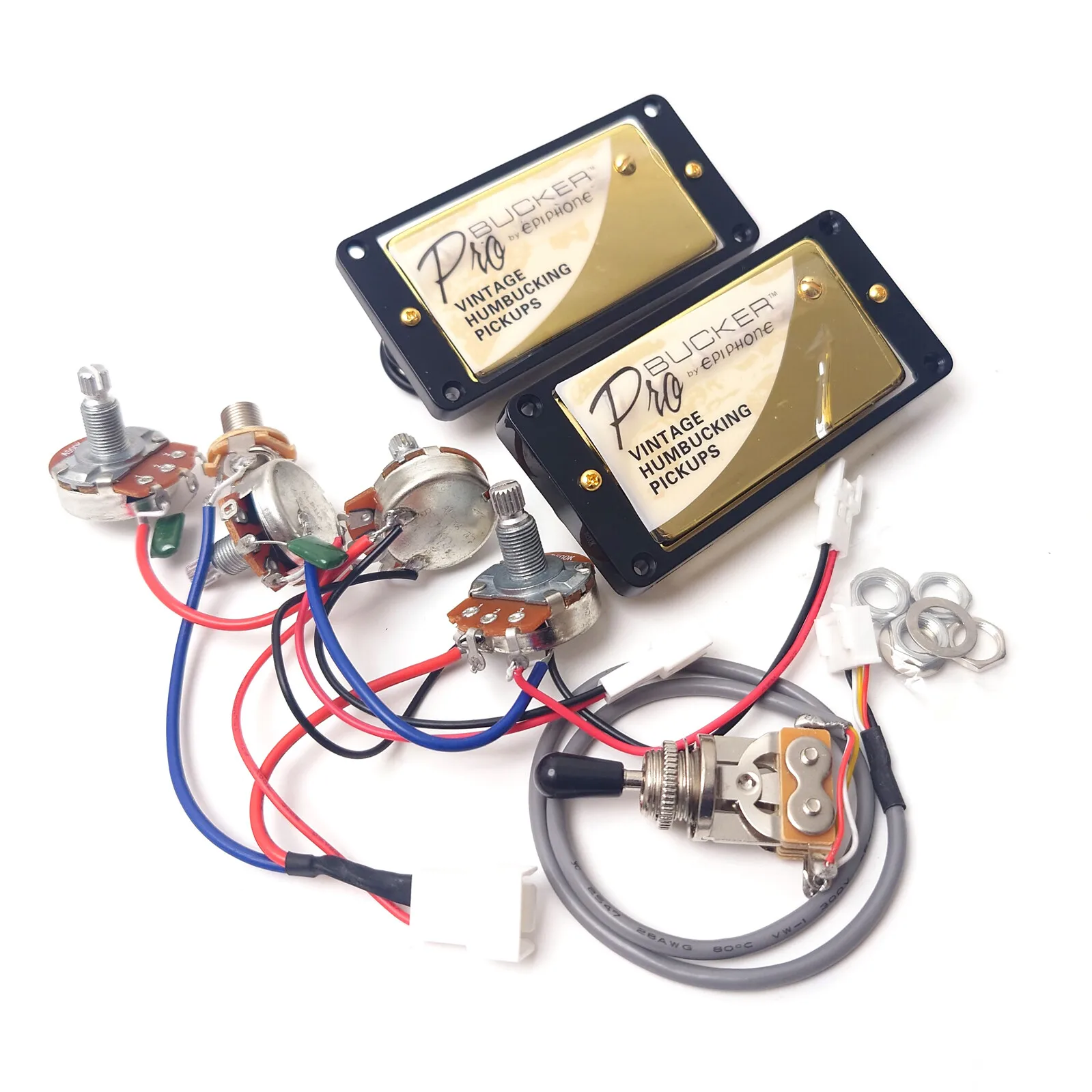 

Звукосниматели ProBucker Vintage Alnico 2 Humbucker с проводкой и 3-позиционным переключателем 2T2V для электрогитары в стиле LP, золотистая накладка