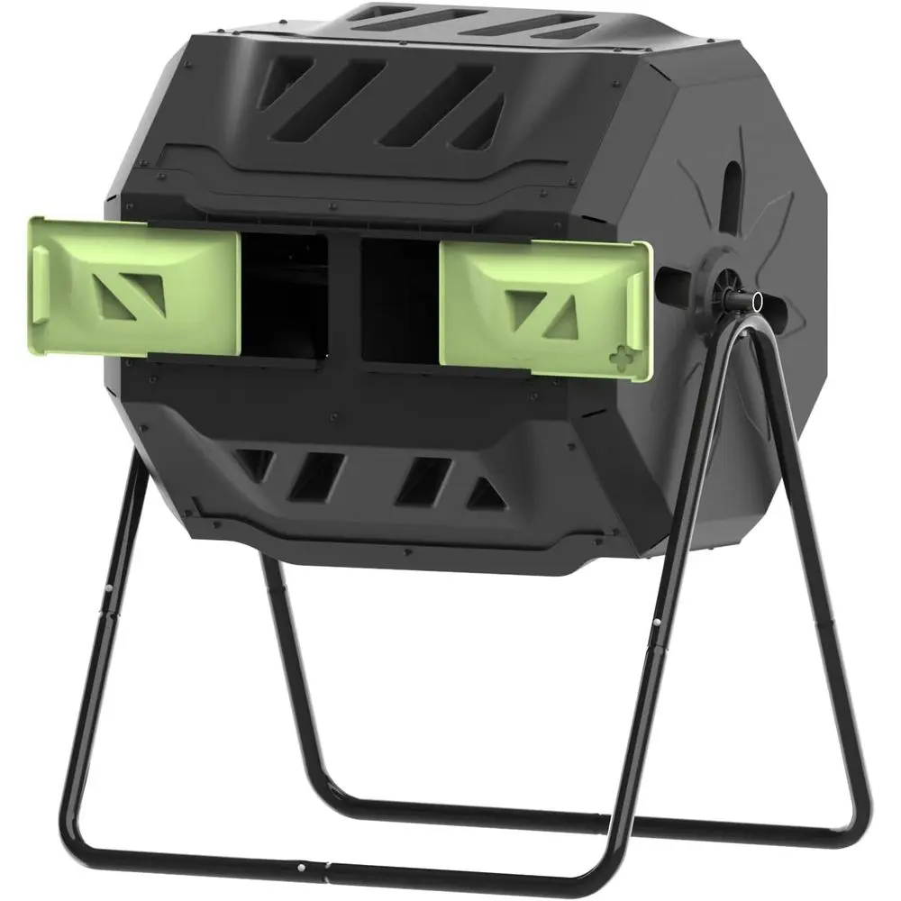 

43-Gallon Outdoor Garden Tumbler Composter with Rotating Green Door