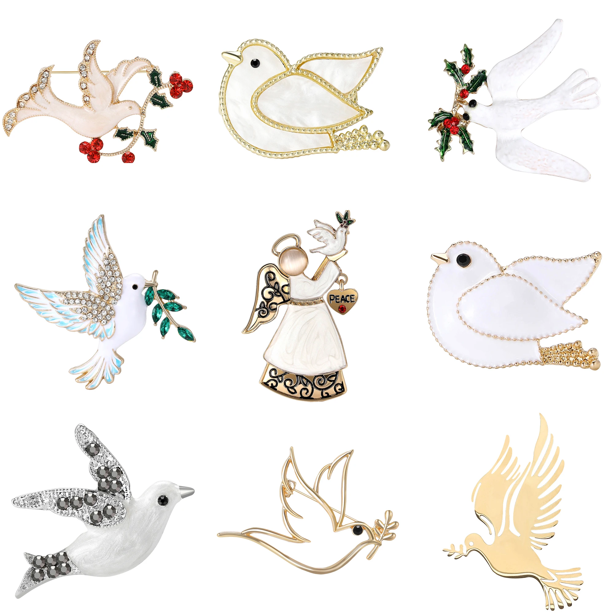 Luxury Rhinestone Dove Brooches for Women Unisex Enamel Animal Pins Office Party Friend New Gifts Jewelry Accessories Decoration