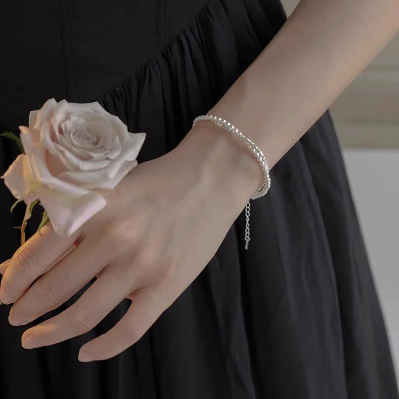 Broken Silver Pearl Bracelets for Women 2026 New Style Elegant Delicate Light Luxury Niche Bestie Hand Jewelry Gifts