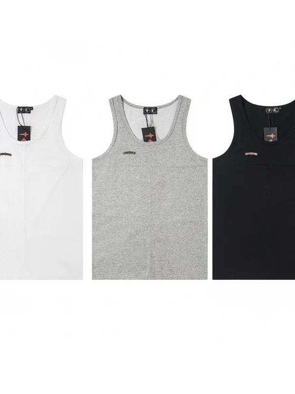 Silver Embellished Moon And Star Sleeveless Vest Loose Fit Unisex 2026 Spring Standard Knitted Cotton Moisture Wicking round ...