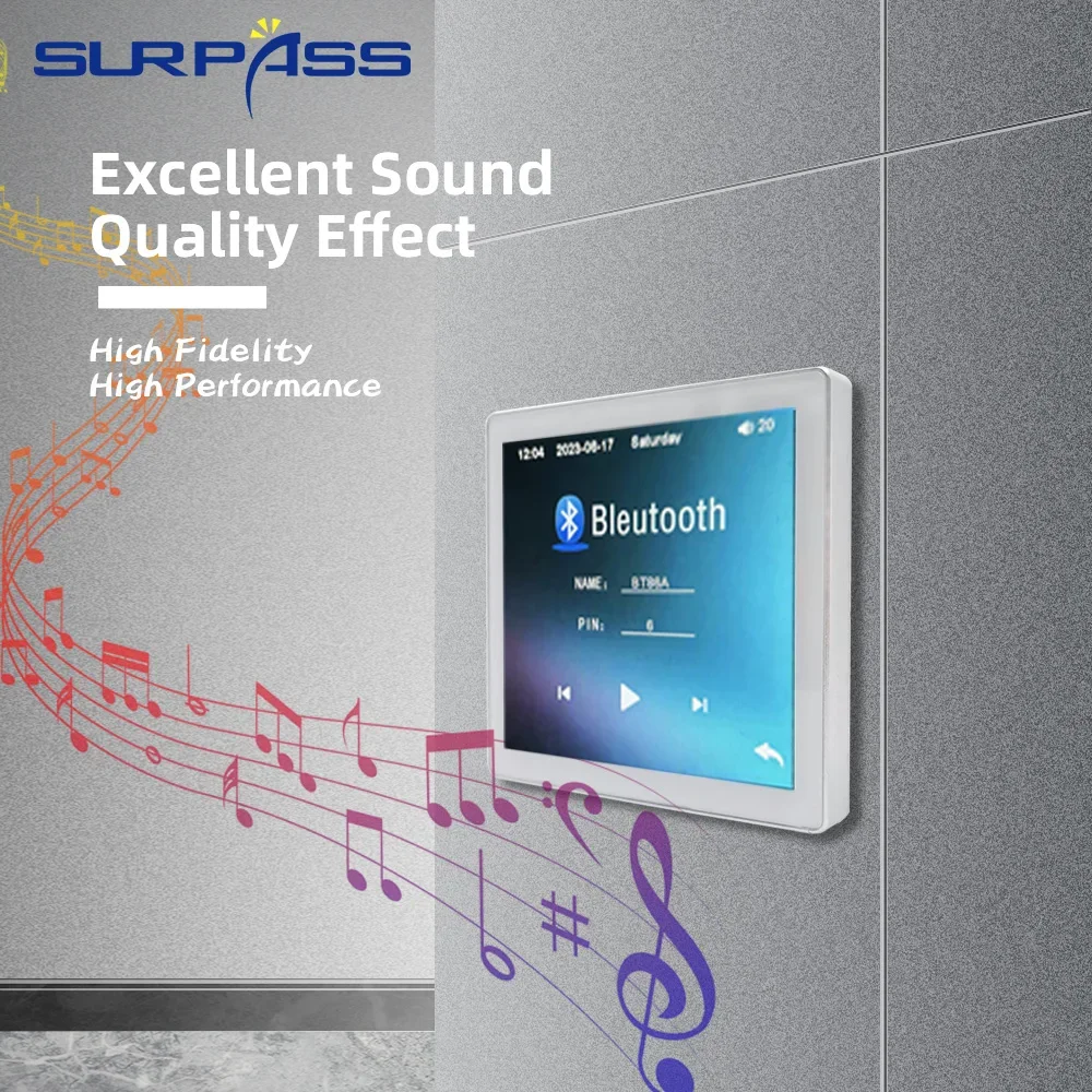 Домашний 4-дюймовый HD сенсорный экран Bluetooth-совместимый настенный усилитель музыкальный центр звуковая система цифровая стерео OTG AUX для гостиной