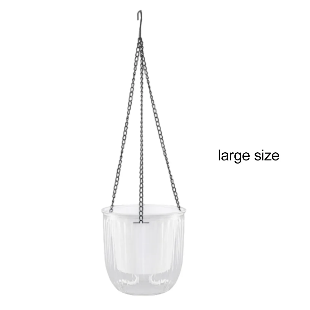 Balcony Gardening Hanging Flower Pot Weather Resistant Pot Flower Pot Transparent Striped Exterior Automatic Water Absorption