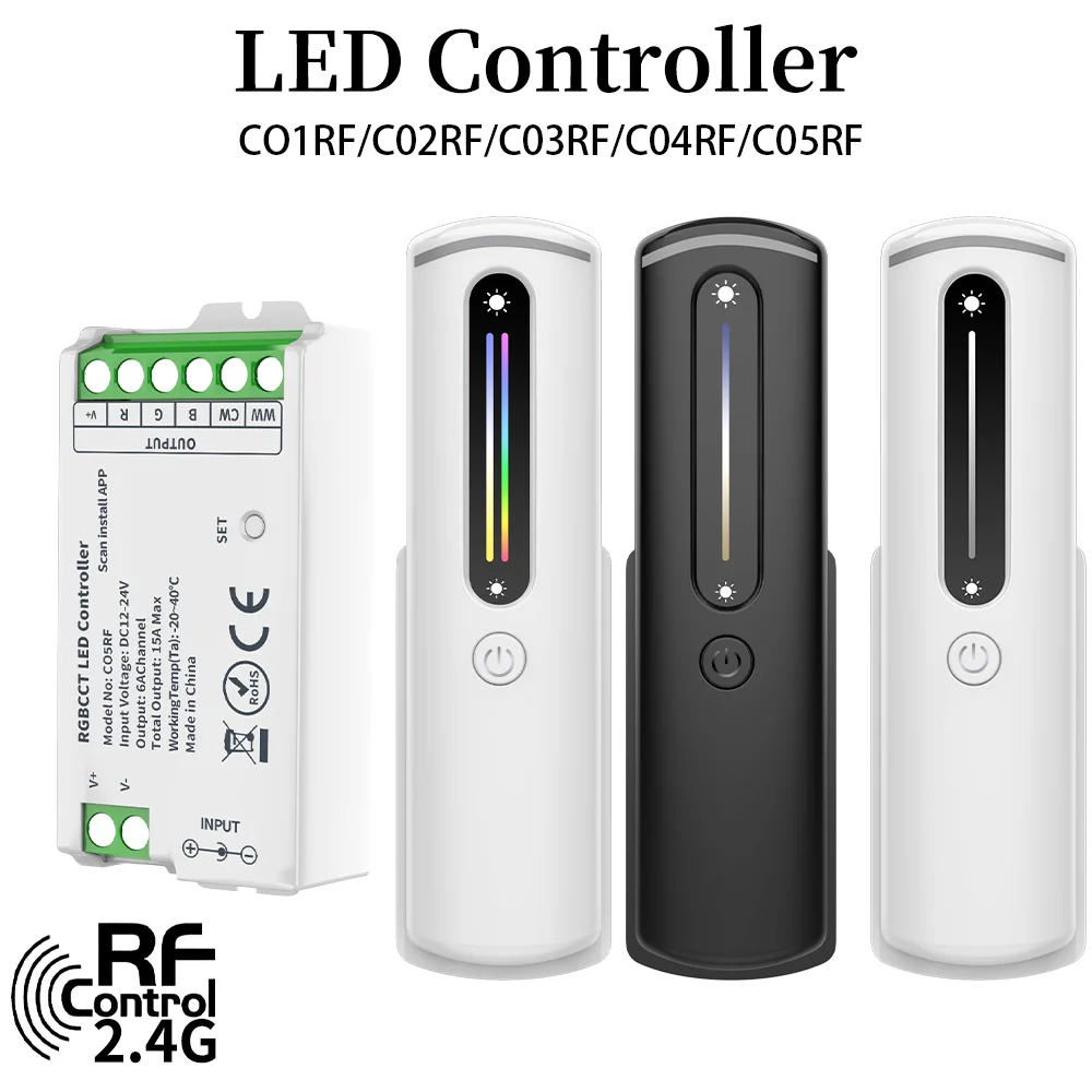 

2.4GHz RF LED Controller PWM Dim CCT RGB RGBW RGBCCT LED lights dimmer C01RF-C05RF RC07RF-RC09RF Remote Control lamp bar DC5-24V