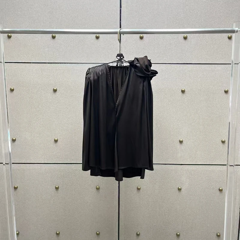 Handgemaakte bloemenrimpel-stropdasblouse voor dames, casual comfortabele mode-top, shirt van hoge kwaliteit, 2025, lente, nieuw, y2k