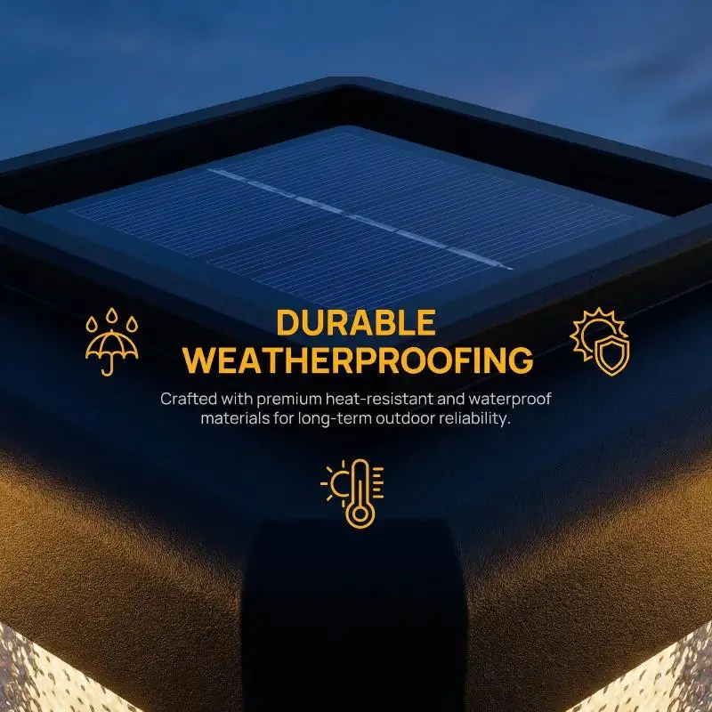 Outdoor Solar LED Post Cap Light IP65 Waterproof for Fence and Deck Lighting Garden Patio Yard Pathway Lamp