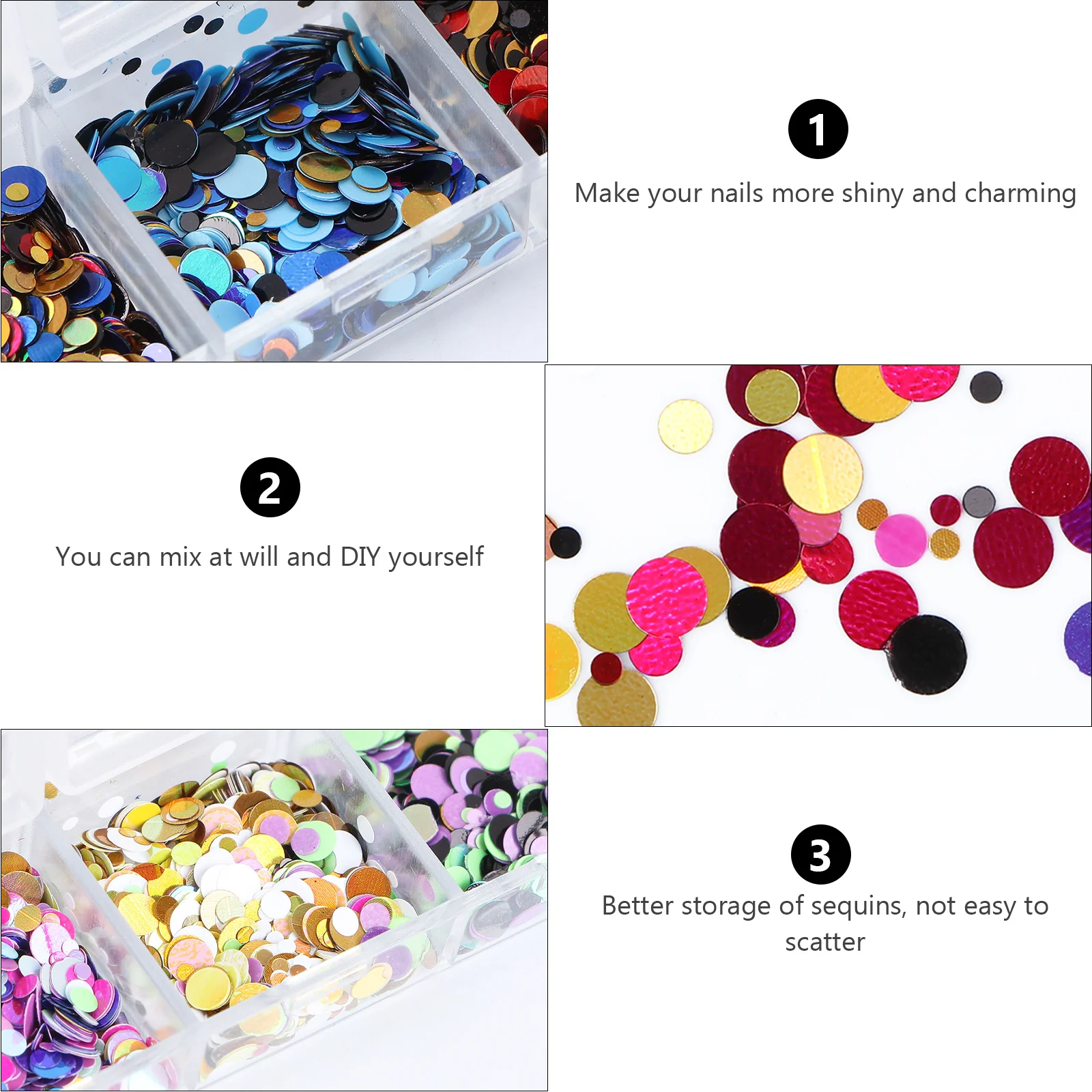 Arte lantejoulas colorido glitter lantejoulas flocos redondos para diy manicure decoração festival festa decoração de unhas