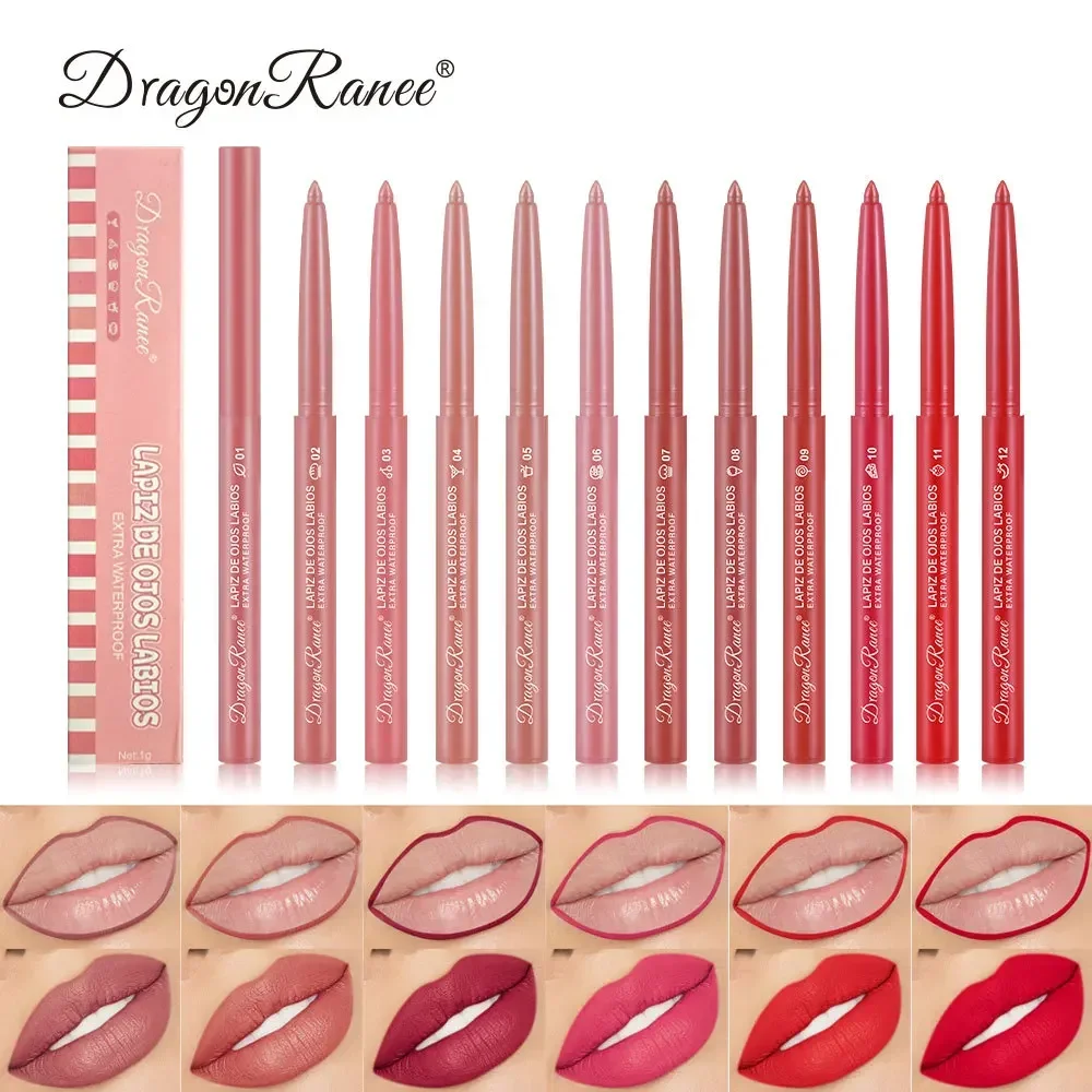 

12 Colors Matte Lipliner Pencil Waterproof Sexy Red Contour Lip Tint Lip Stick Lasting Moisturising Non-stick Cup Lips Makeup