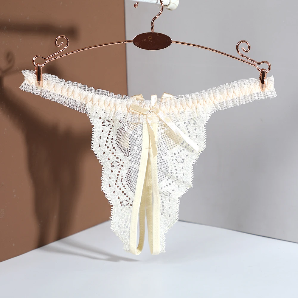 กางเกงชั้นในสตรี จีสตริงเซ็กซี่ ลูกไม้ผูกโบว์ สำหรับผู้หญิง กางเกงชั้นในสไตล์โดดเด่น ชุดชั้นในผู้หญิงสุดฮอต