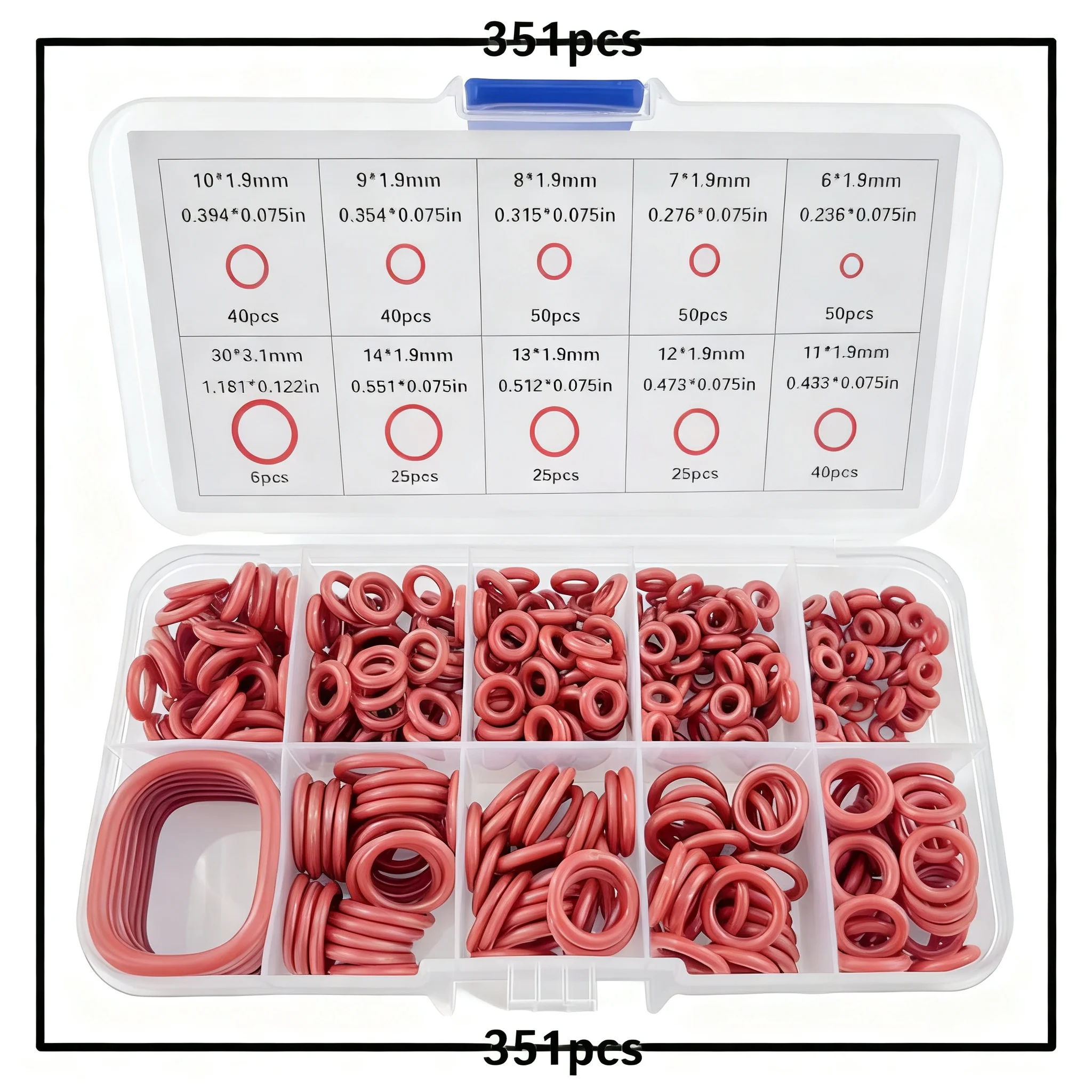 1/2sets Silicone O-ring Set 10 Sizes Oil Heat Resistant Suitable For Cars Pipelines Circular rubber Sealing Ring Gasket Pad