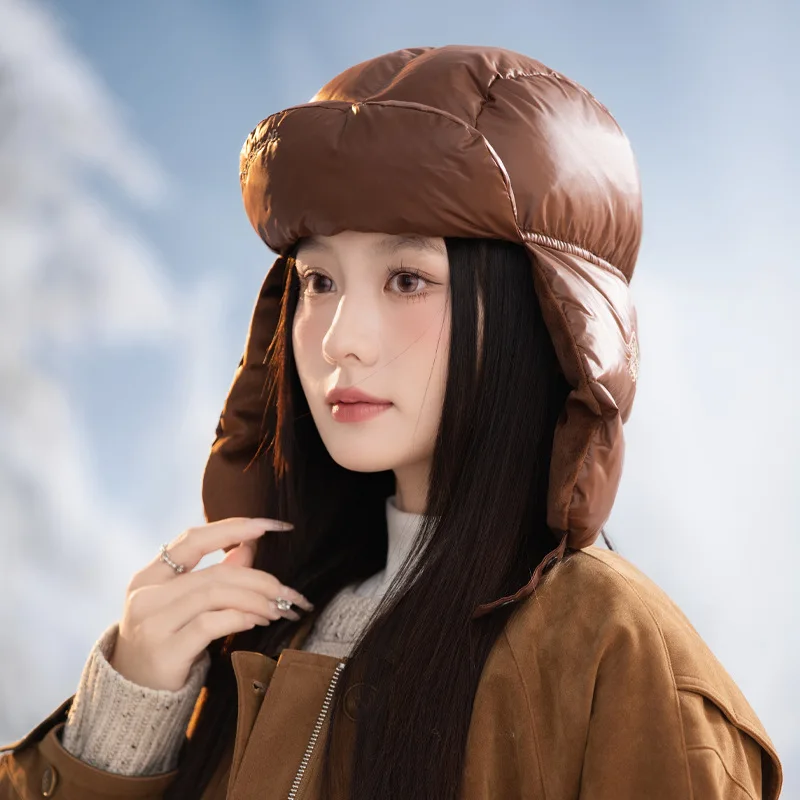 Autumn and winter hats with fleece, cold proof down, ear protection, warm hats, outdoor cycling toe caps, image 5