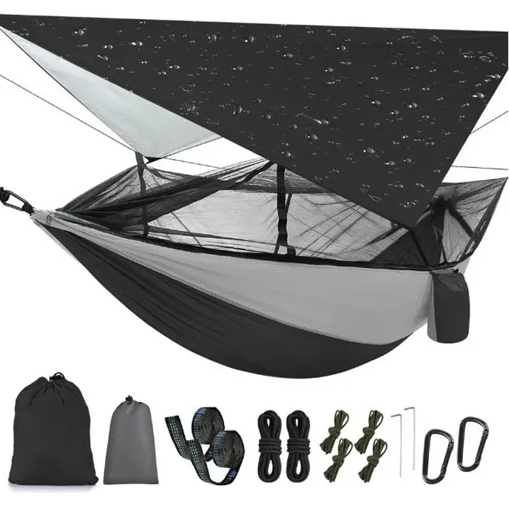 230X210cm Outdoor Camping Hammock Tent Kit With Sun Shelter Mosquito Net Waterproof Shade Canopy Aerial Swing Rest Bed For Wild