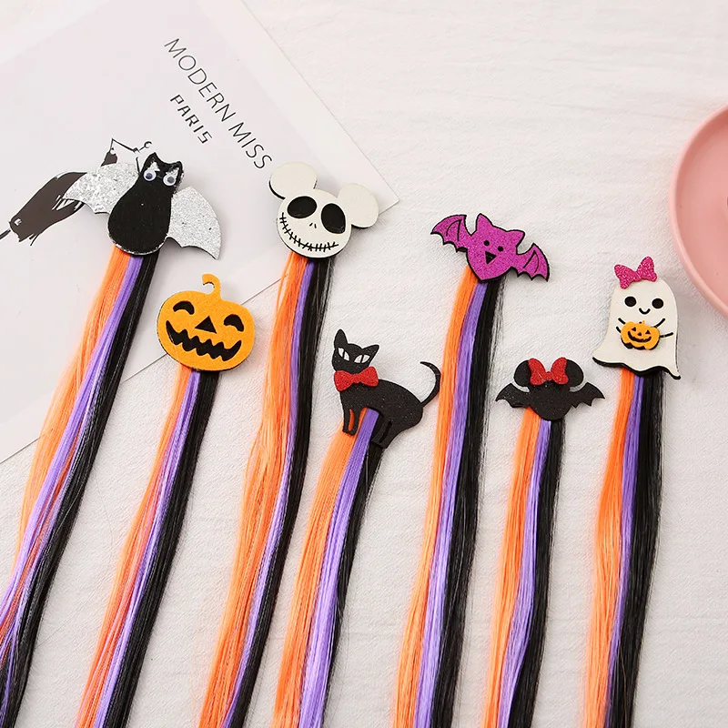 Épingle à cheveux pour enfants, décorations d'halloween, chauve-souris, citrouilles, fantôme, chat noir, Cosplay, pinces à cheveux, accessoires pour enfants
