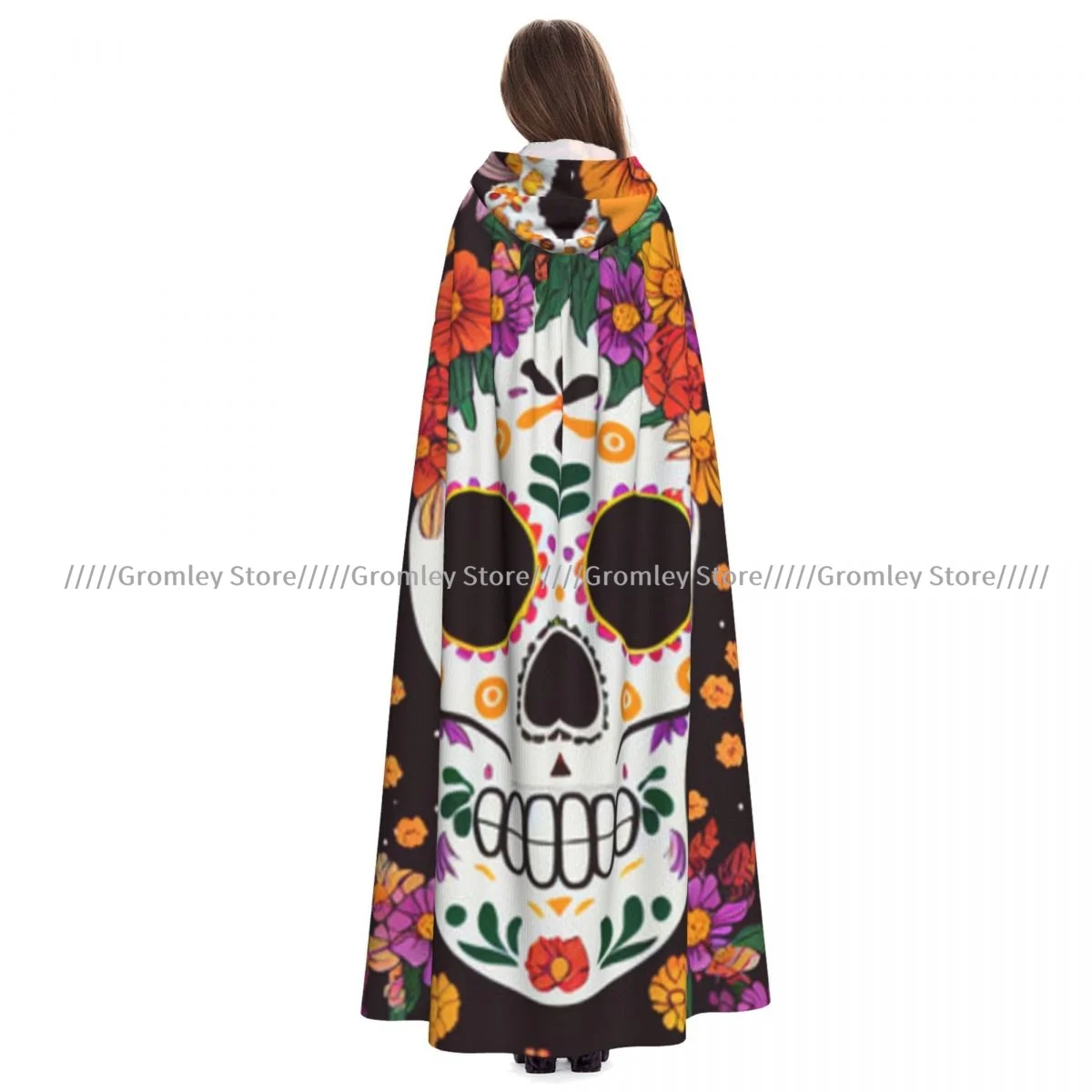 Day Of The Dead In Mexican Culturecar Witch Cloak Hooded Cosplay Costume Halloween Adult Long Party Cape