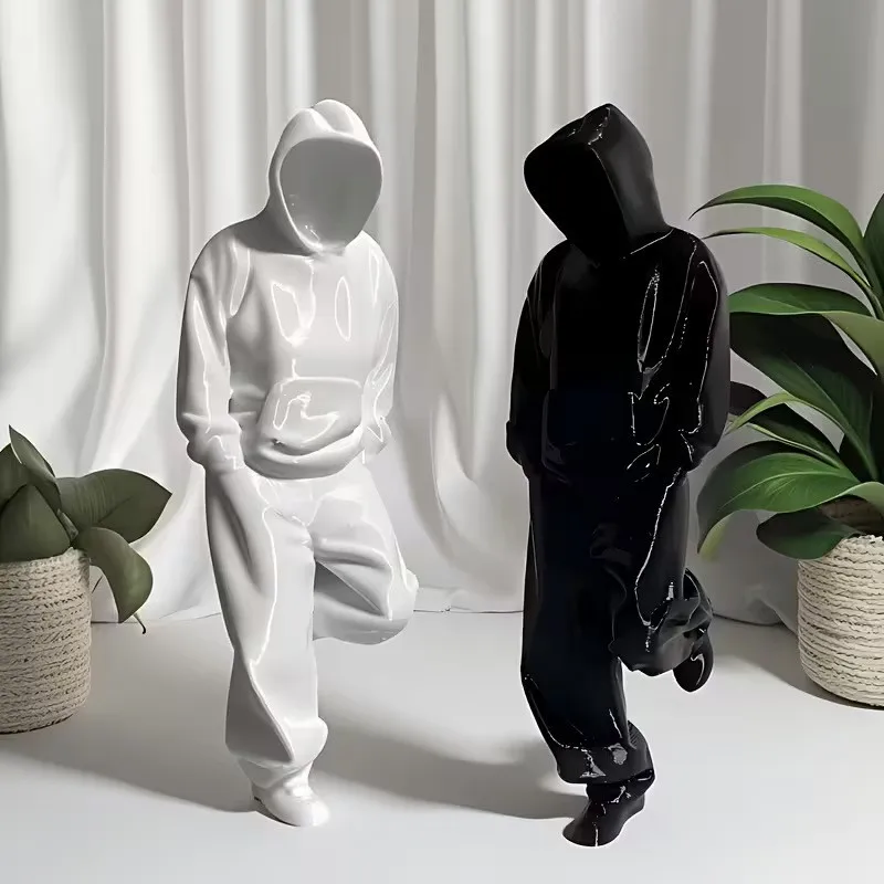 Black White Faceless Thinker Statue Abstract Plastic Decorative Sculpture Collection Ornament for Desk Corridor HomeDecor Garden