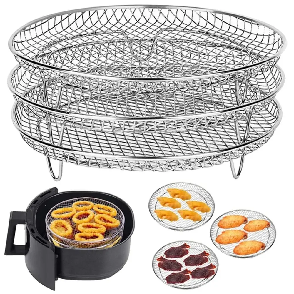 Langlebiges, stapelbares Air Fryer Rack, antihaftbeschichtetes Edelstahl-Grillregal, Airfryer-Tablett, Küchenhelfer