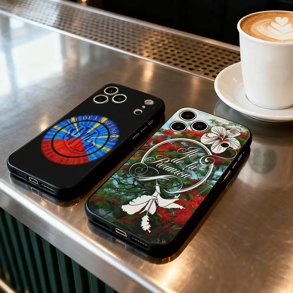 

Phone Case For iPhone 17 Air 16 16e Plus Pro MAX15 14 13 12 11 xr 7 8 6 se XSmax Soft black case 974 Reunion Island logo