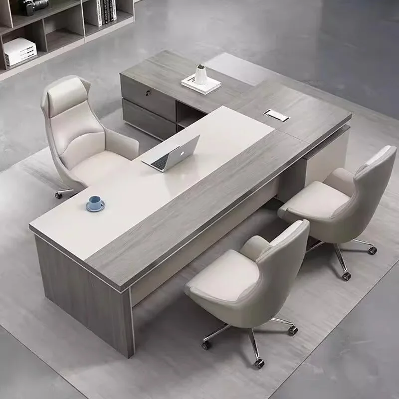 Lshaped Large Size Office Desk Vintage Simple Study Modern Reception Office Desk Executive Meuble Bureau Space Saving Furniture