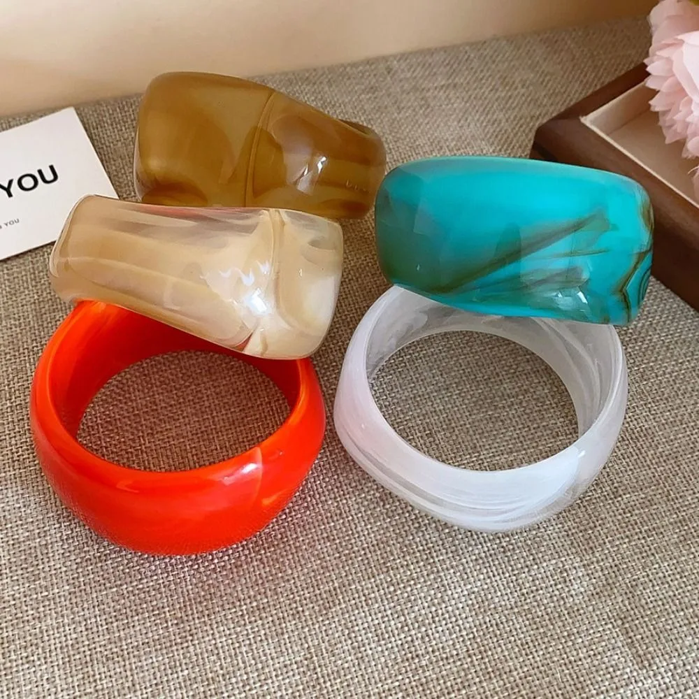 مبالغ فيها الرجعية الاكريليك الإسورة الملونة الأقلية تصميم غير النظامية واسعة سوار مكتنزة مجوهرات اكسسوارات هندسية اليد الدائري #4