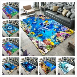 3D Vision Underwater World Bedroom Living Room Carpet Non-slip Parlour Sofa Floor Large Area Decor Rug Home Hallway Bathroom Mat