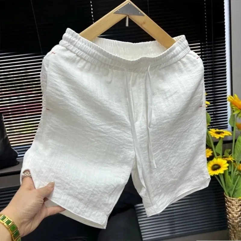 Men's Linen Shorts Beach Breathable Loose Straight Leg Casual Shorts  Lace-up Drawstring Cooling Quick-drying 5-Points Pants