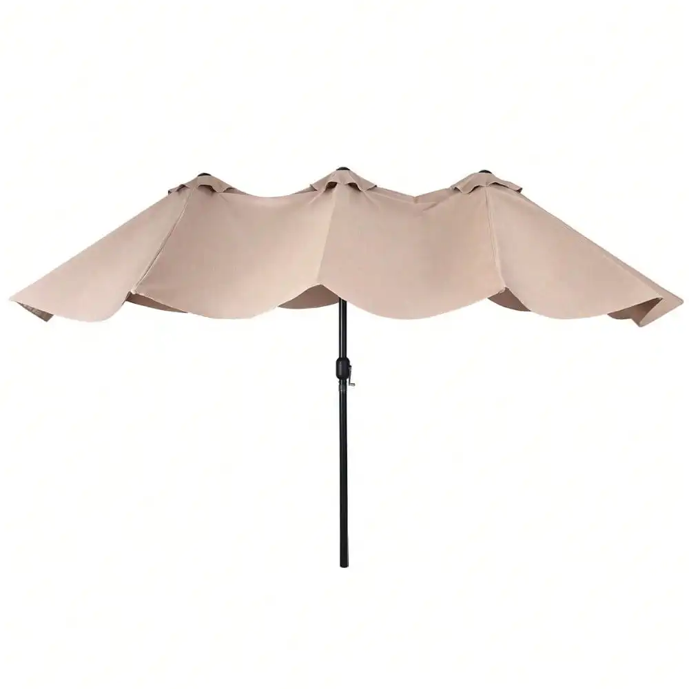 15' Twin Market Umbrella Double-Sided Maximum Shelter Outdoor Heavy-Duty