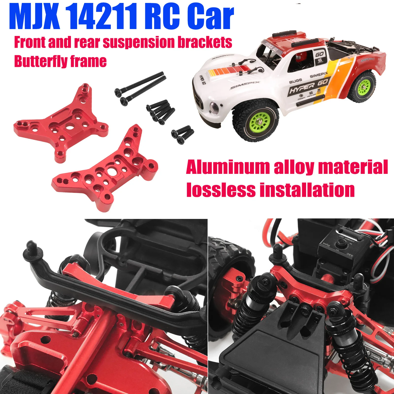 Metal Upgrade RC Car Front and Rear Suspension Bracket Butterfly Frame Parts Fit For MJX 1/14 14211 Remote Control Car