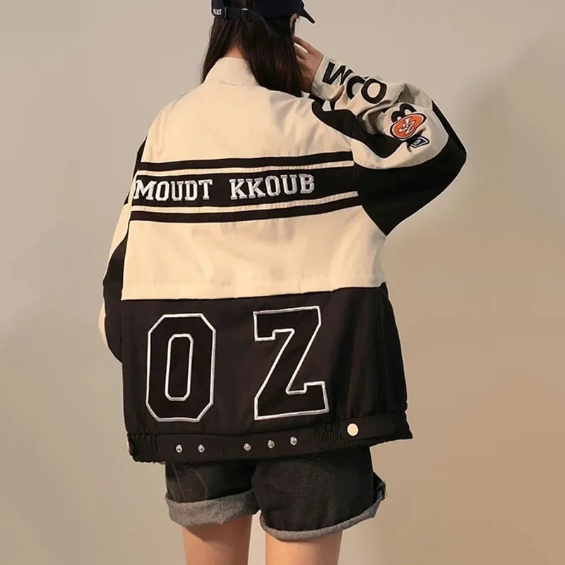 American Vintage Women Varsity Bomber Jacket Autumn Versatile Casual Blazers Harajuku Oversized Fashion Cardigans Varsity Coat