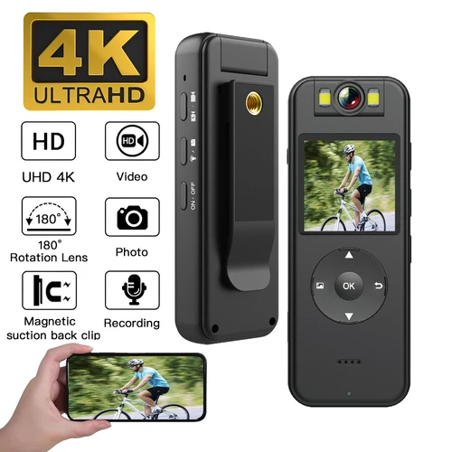 Imagen 1 del producto Mini cámara Ultra HD 4K WiFi, grabadora de vídeo Digital pequeña portátil, BodyCam de policía, videocámara en miniatura de visión nocturna infrarroja