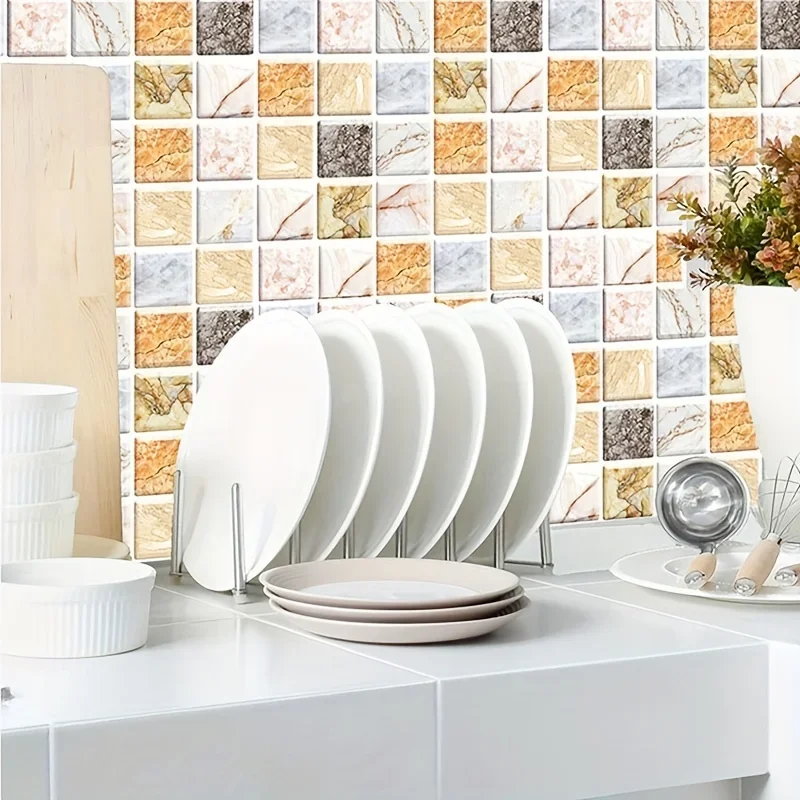 5/10pcs Self-Adhesive 3D Panel Tile Wall Sticker Living Room Background Wall Luxury Decorative Bathroom Waterproof DIY Sticker