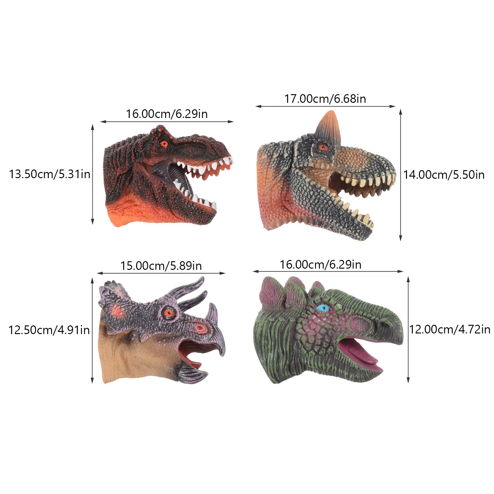Dinosaur Hand Puppets 4pcs with Articulated Jaws, Safe Soft Material for Toddlers & Kids Imaginative Play