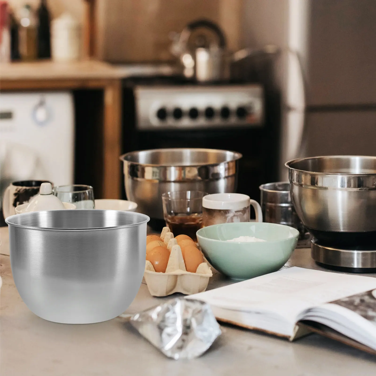 

Миска для смешивания из нержавеющей стали, 3 кварта, большая емкость, для выпечки, замеса теста, приготовления салатов, кухонный аксессуар для смешивания продуктов