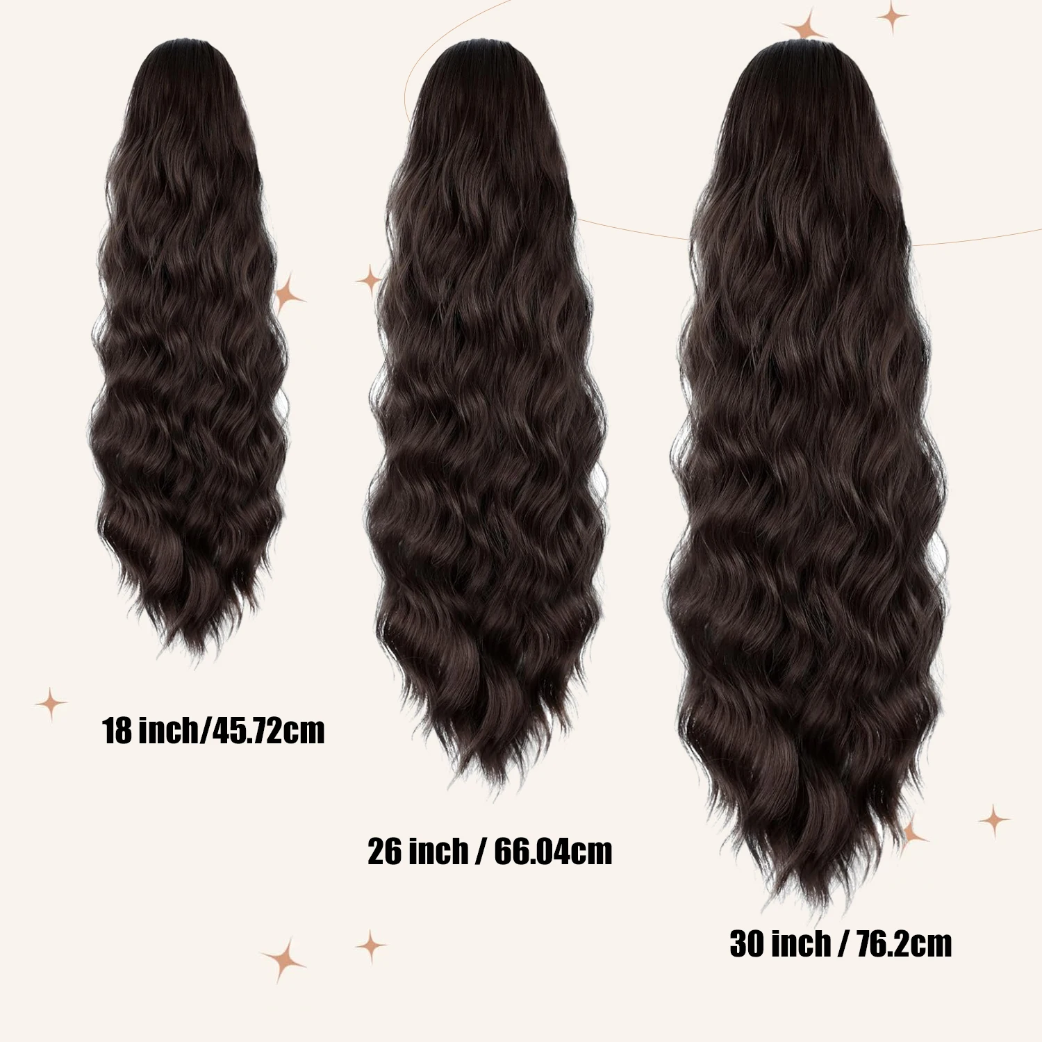 18/26/30 Inch Long Wavy Drawstring Ponytail for Women  Brown Pony Tail Hair Extension Synthetic Ponytail Hairpiece for Daily