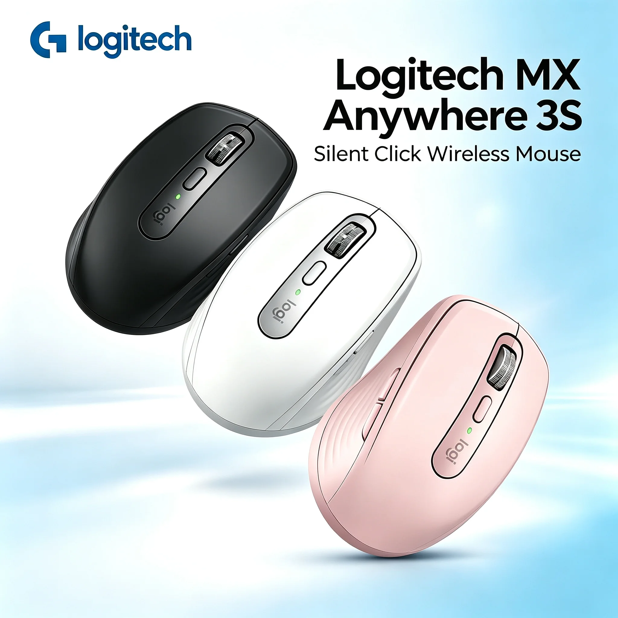 Logitech MX Anywhere 3S Portable Rechargeable Bluetooth Mouse Multi‑Device Control Quiet Click Ergonomic Mice For Daily Work