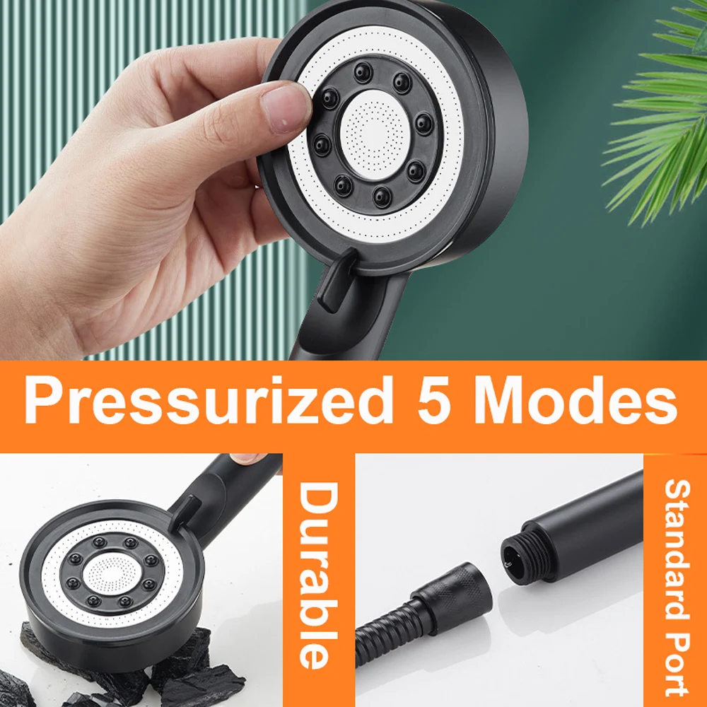 5 Modes Shower Head Adjustable High Pressure Spa Shower Head Water Saving Rainfall Water Massage Home Bathroom Accessories