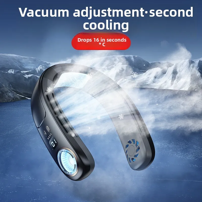 반도체 냉각 목걸이 팬 스마트 디지털 디스플레이 소형 에어컨 미니 USB 팬 충전 무음 냉각 원더