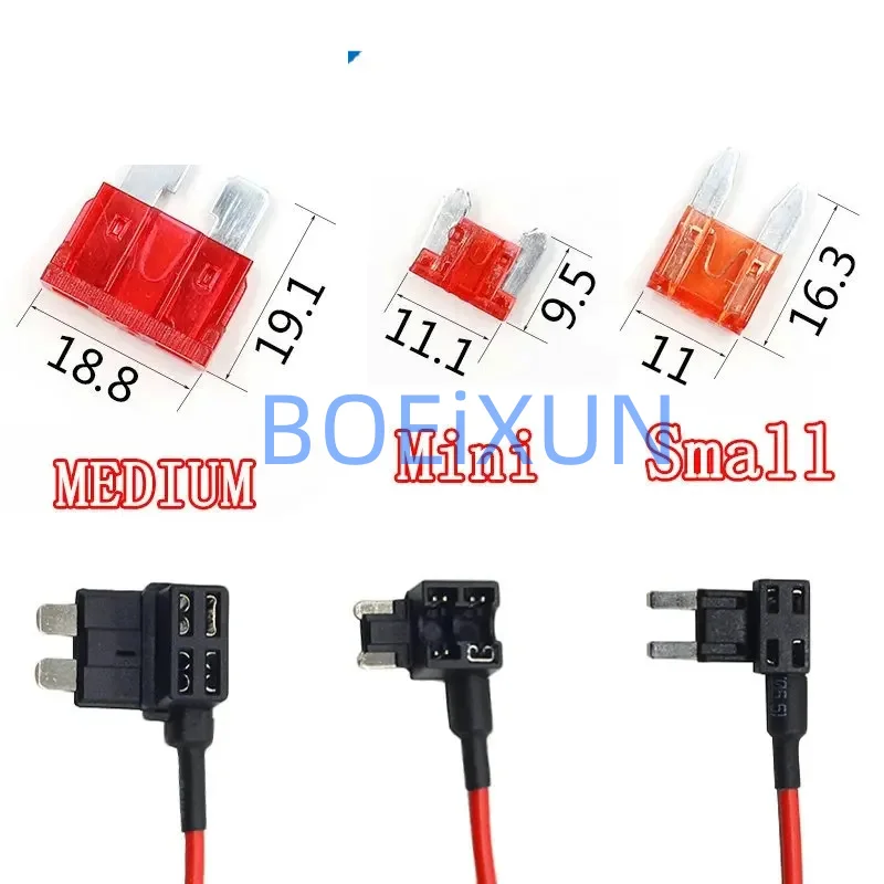 12V MINI SMALL MEDIUM Size Car Fuse Holder Add-a-circuit TAP Adapter with 10A Micro Mini Standard ATM Blade Fuse