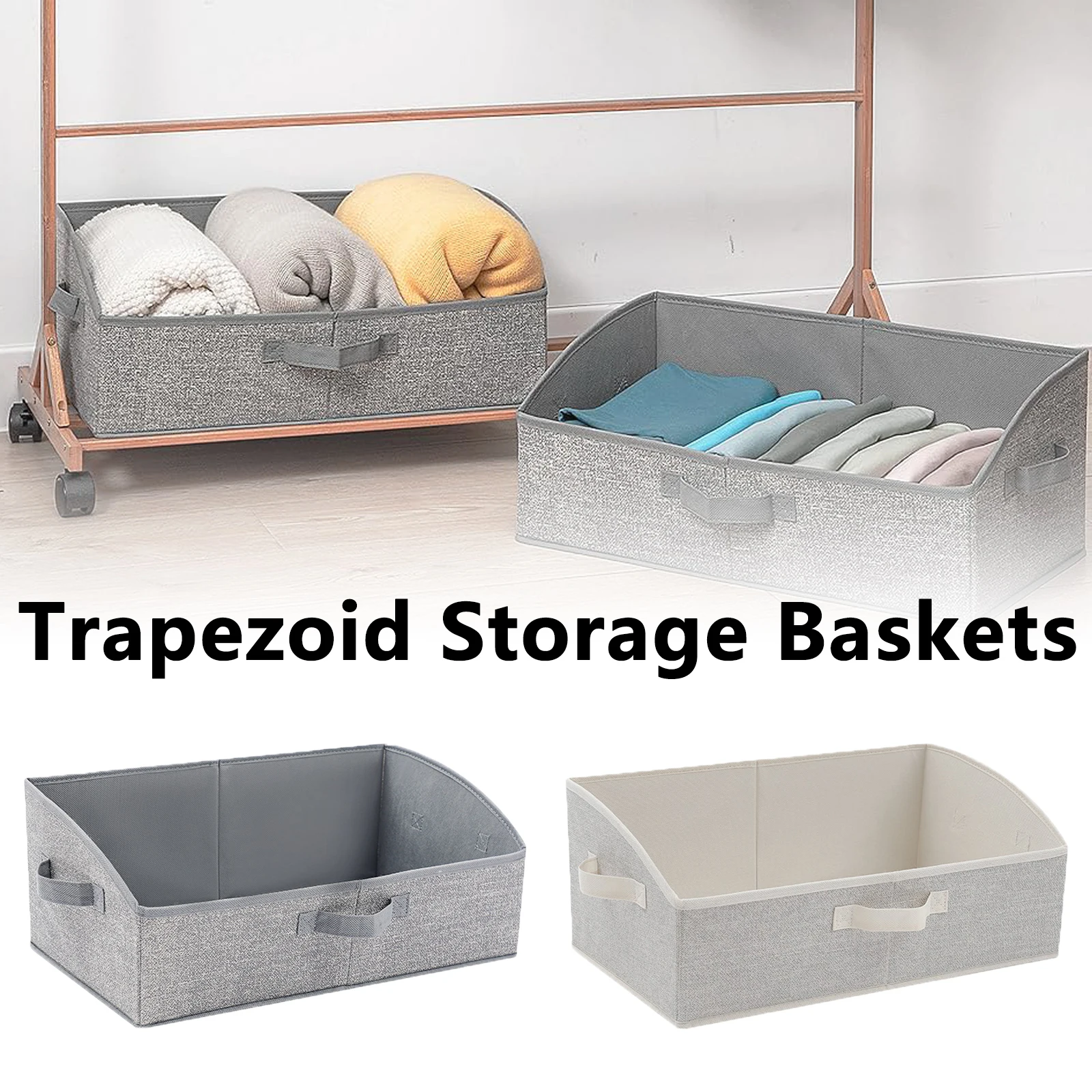 

Foldable Storage Basket Non-woven Fabric Storage Box Bin Clothe Sundries Laundry Toy Organizer Bag Cabinet Home Trapezoid Closet