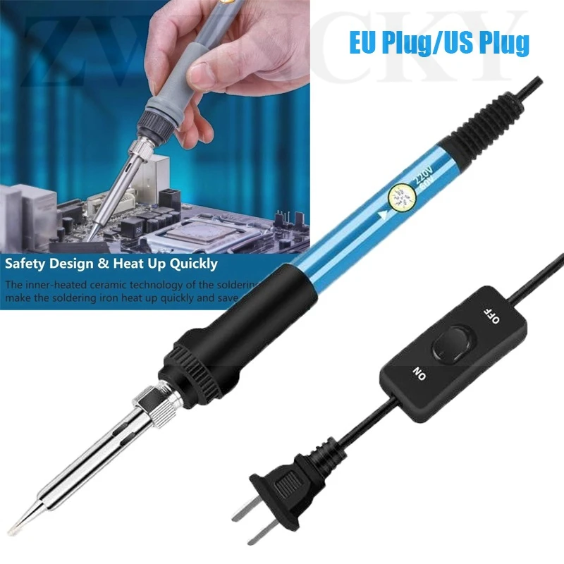 

Electric Soldering Iron 220V/110V 60W Soldering Iron Repair Soldering Tool Set Adjustable Temperature 200-450℃ Welding Solder