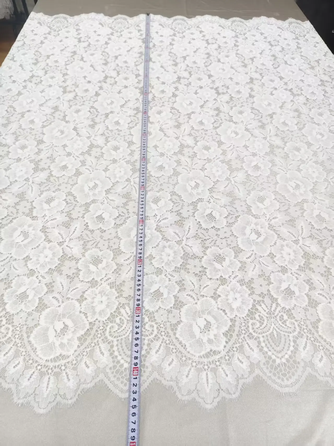 White Eyelash Lace Fabric Large Floral Corded Embroidered Lace for Wedding Dress Bridal Gown DIY Sewing Clothing Accessories