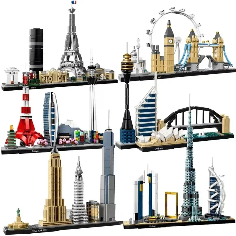 New York London Pairs Dubai Lanmark City Skyline Building Blocks 21052 21044 21028 21034 21032 21027 Construction Bricks Set