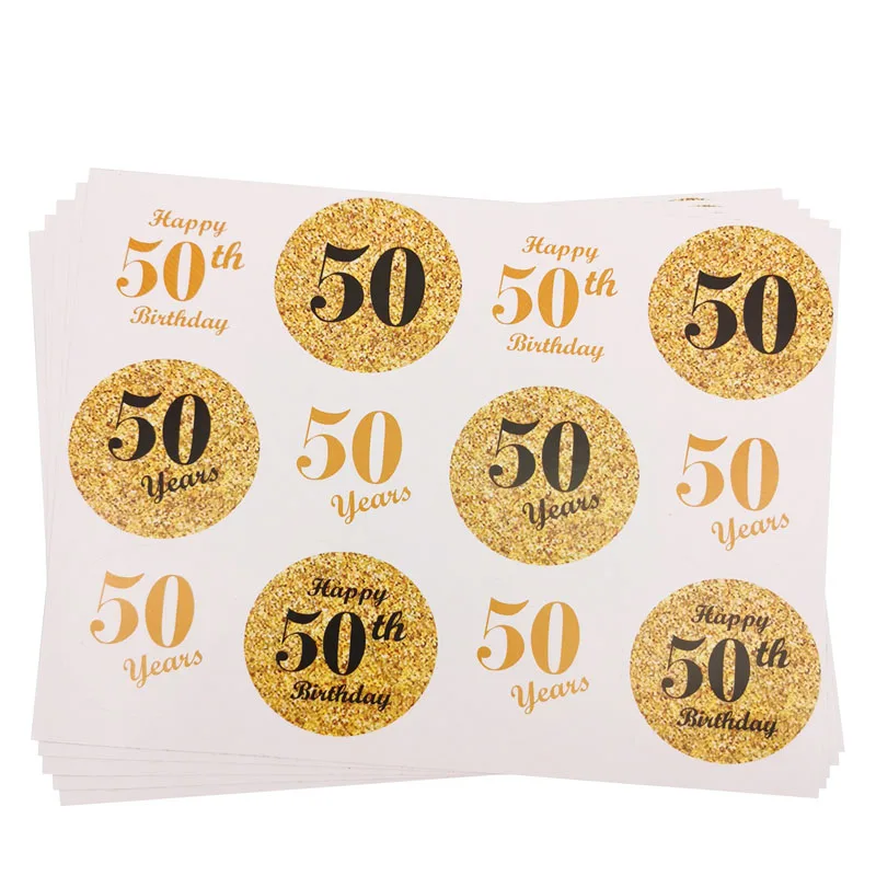 1 Beutel Gold, Durchmesser 4 cm, „Cheers“-Aufkleber zum 30., 40., 50., 60. Geburtstag, Papieraufkleber, Happy Birthday Party Siegelaufkleber, Geschenkaufkleber, Dekoration zum Jubiläum – Detail 6